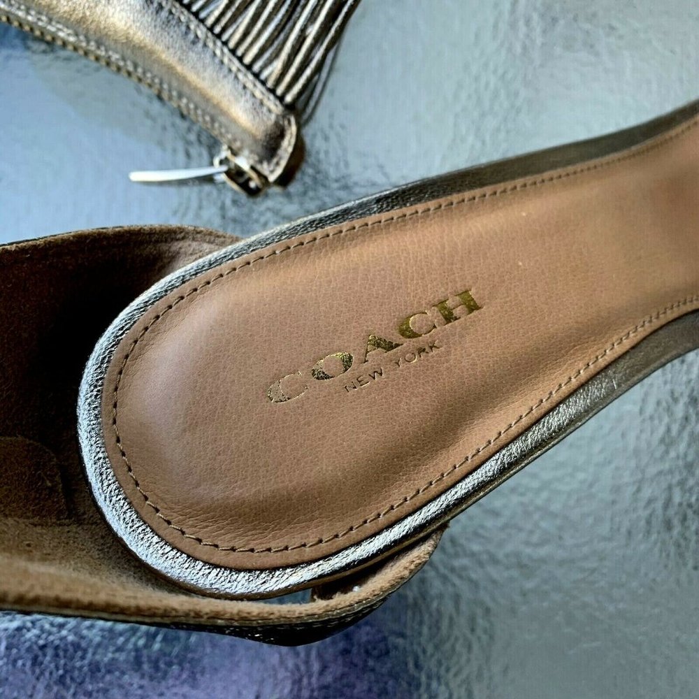 Coach Gold Strappy leather Dress Sandals 9B - Picture 6 of 8